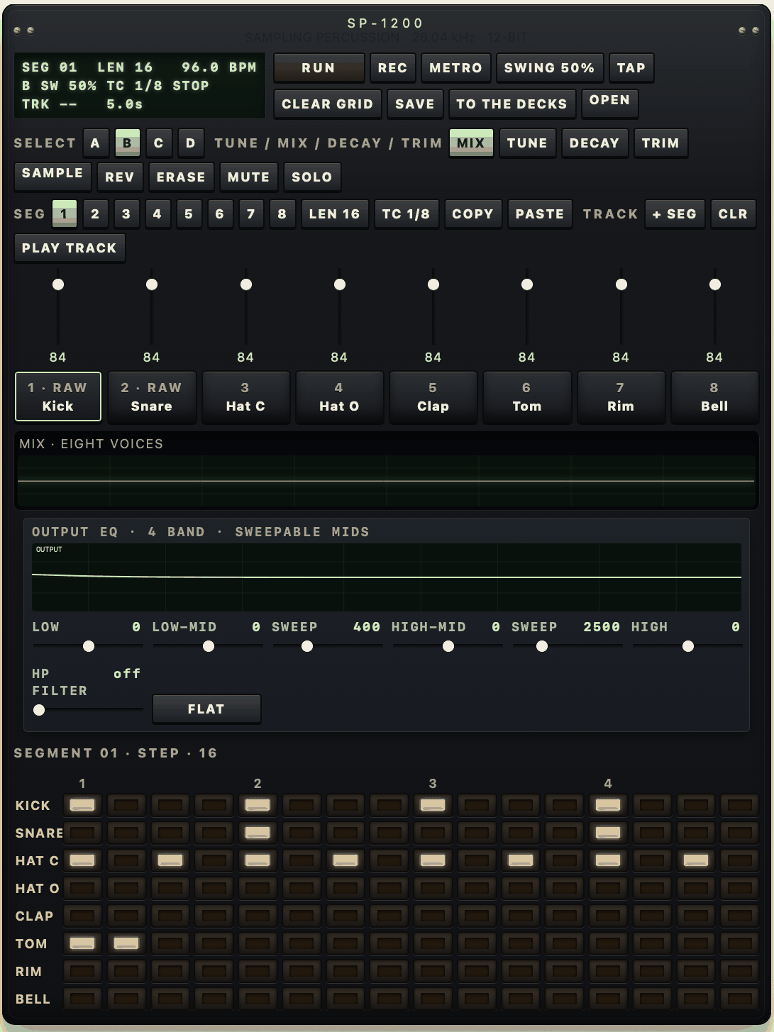 The whole drum machine screen.