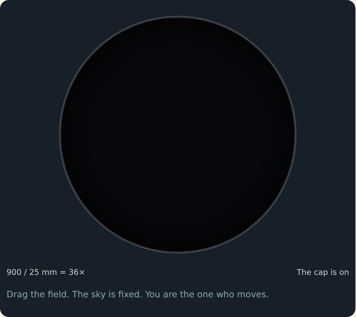 A black circle; the cap is on.