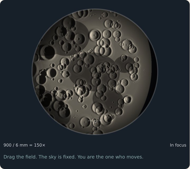 The landing sea at 150x: craters and no lander.